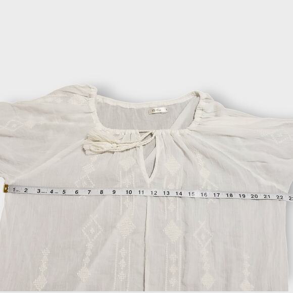 Va Vite Lindsey Tunic White Cotton Embroidered Top Sz 44 (16) Lightweight Sheer - Picture 11 of 14